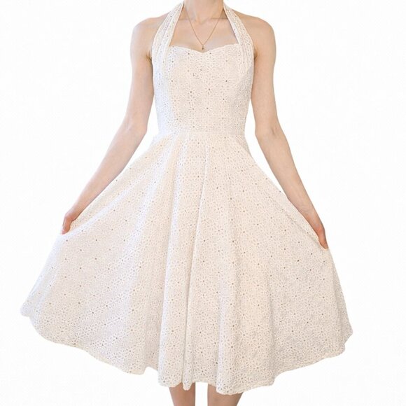 Diane Von Furstenberg Dresses & Skirts - Diane von Furstenberg DVF Rive White Cotton Eyelet Halter Dress US 2
